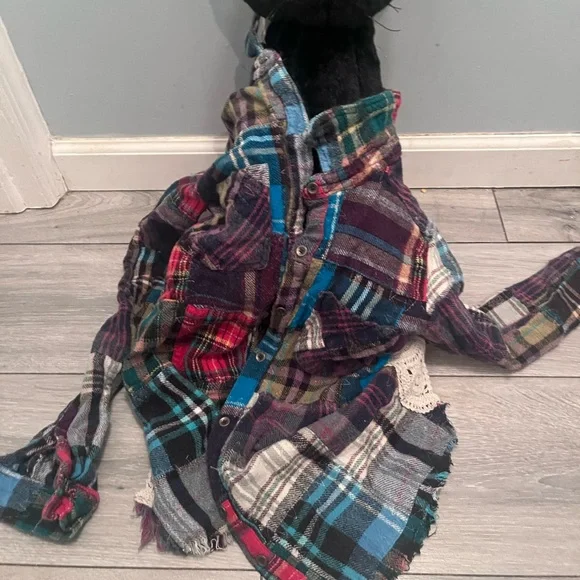 Free People lost in plaid patchwork flannel - Picture 6 of 7